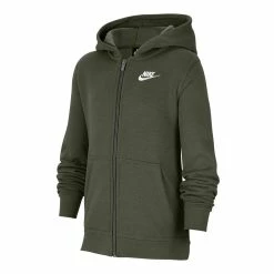 Kids 7-20 Nike Club Fleece Full-Zip Hoodie -Nike outlet shop 3847199 Cargo Khaki White