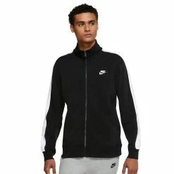 Men's Nike Brushed-Back Track Jacket -Nike outlet shop 4992655 Black White