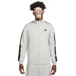 Men's Nike Brushed-Back Track Jacket -Nike outlet shop 4992655 Gray Heather Black