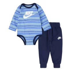 Baby Boy Nike Logo Striped Bodysuit & Pants Set -Nike outlet shop 5046150 Light Blue