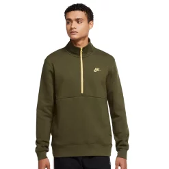 Big & Tall Nike Brushed-Back 1/2-Zip Pullover -Nike outlet shop 5191938 Rough Green