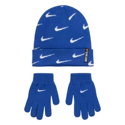 Boys 8-20 Nike Swoosh Repeat Beanie & Gloves Set -Nike outlet shop 5627682 Royal