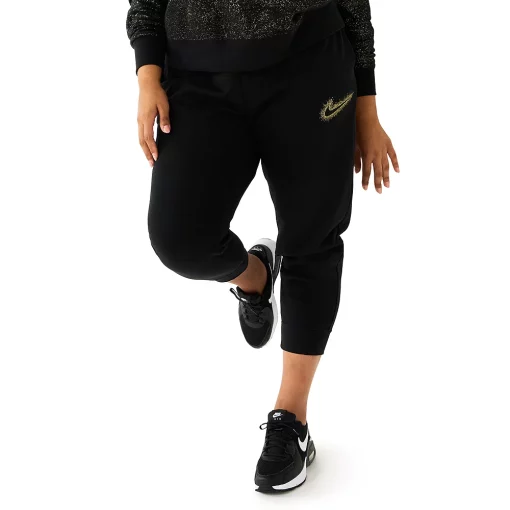 Plus Size Nike Sportswear Stardust Glitter Fleece Joggers -Nike outlet shop 5678458 Black