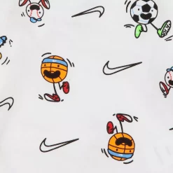 Baby Boy Nike White Allover Print Nikemoji Bodysuit & Gray Jogger Pants Set -Nike outlet shop 5679296 ALT2