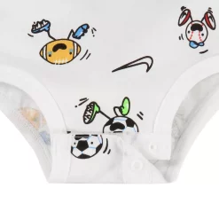 Baby Boy Nike White Allover Print Nikemoji Bodysuit & Gray Jogger Pants Set -Nike outlet shop 5679296 ALT3