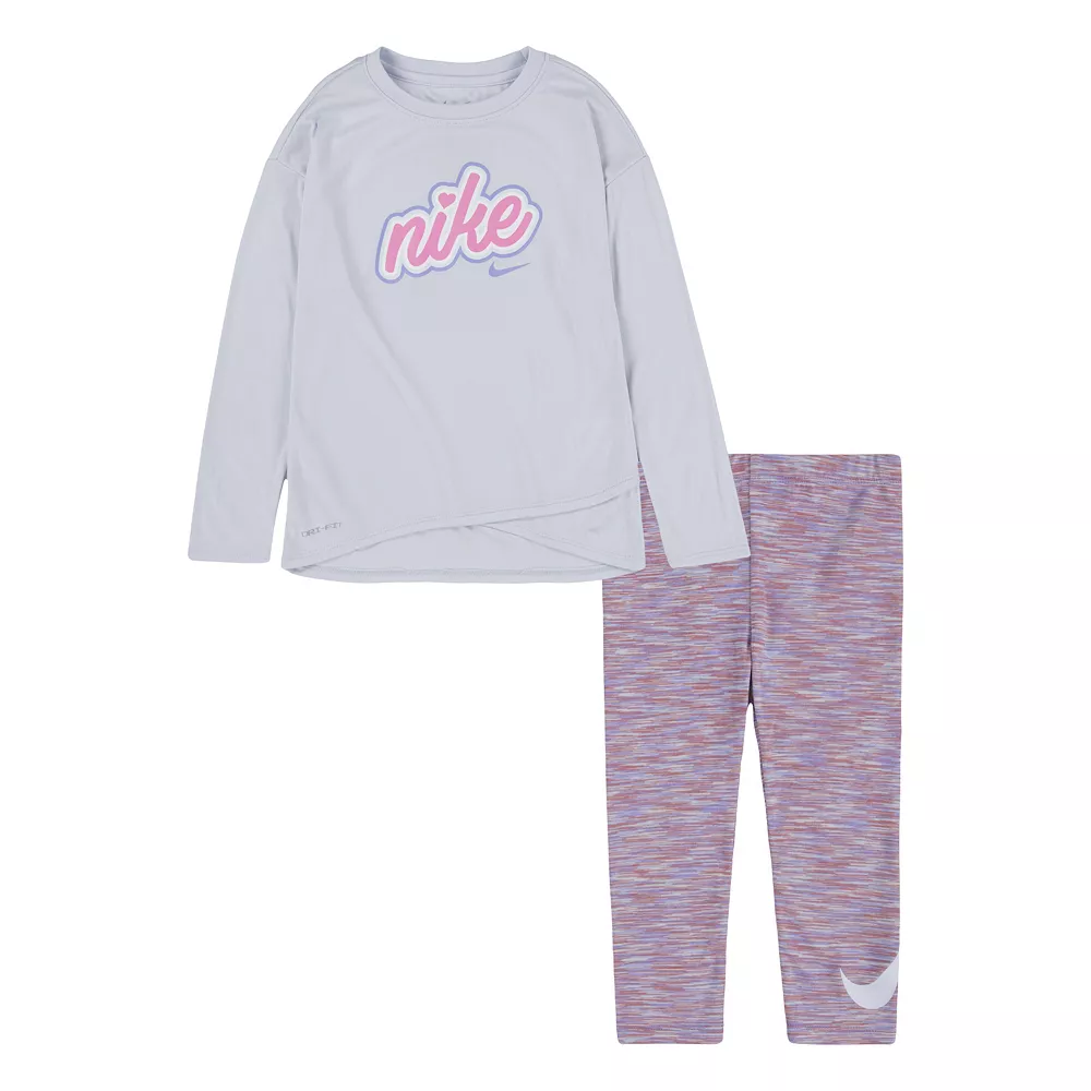 Baby Girl Nike Dri-FIT Logo Graphic Crossover Tunic & Leggings Set 3 Baby Girl Nike Dri-FIT Logo Graphic Crossover Tunic & Leggings Set