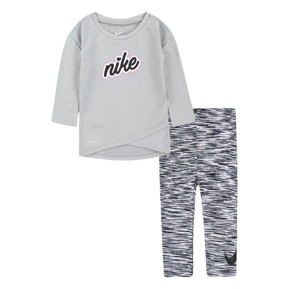 Baby Girl Nike Dri-FIT Logo Graphic Crossover Tunic & Leggings Set 4 Baby Girl Nike Dri-FIT Logo Graphic Crossover Tunic & Leggings Set - Image 2