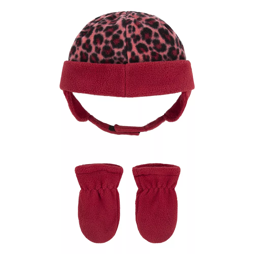 Baby Girl Nike Leopard Print Trapper Hat & Mittens Set 4 Baby Girl Nike Leopard Print Trapper Hat & Mittens Set - Image 2