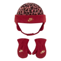 Toddler Girl Nike Leopard Print Trapper Hat & Mittens Set